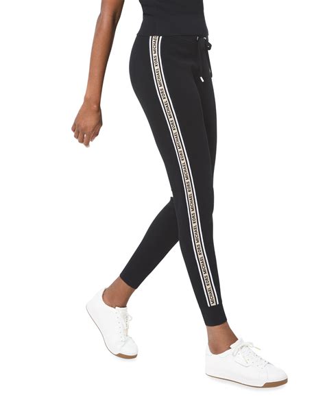 michael kors black white pants|Michael Kors jogger pants women.